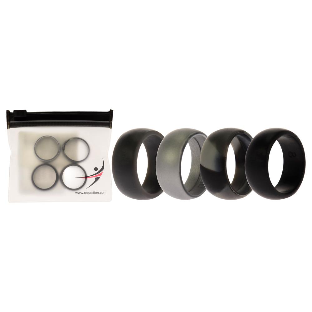 Silicone Wedding Ring - Black-Camo by ROQ for Men - 4 x 8 mm Ring